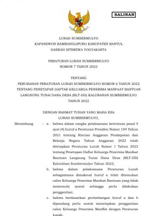 Perlur no.7 tahun 2022 tentang perubahan perlur no.6 tahun 2022