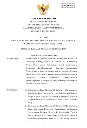 Perkal no.3 Tahun 2023 tentang RPJMKal 2022-2028