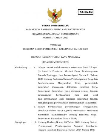 Perkal no.7 tahun 2023 tentang RKP 2024