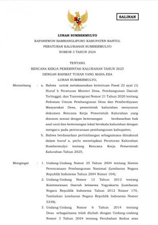 Perkal no.3 tahun 2024 tentang RKP 2025