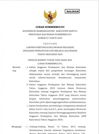 Perkal no.1 tahun 2025 tentang LPJ Realisasi APBKal TA 2024